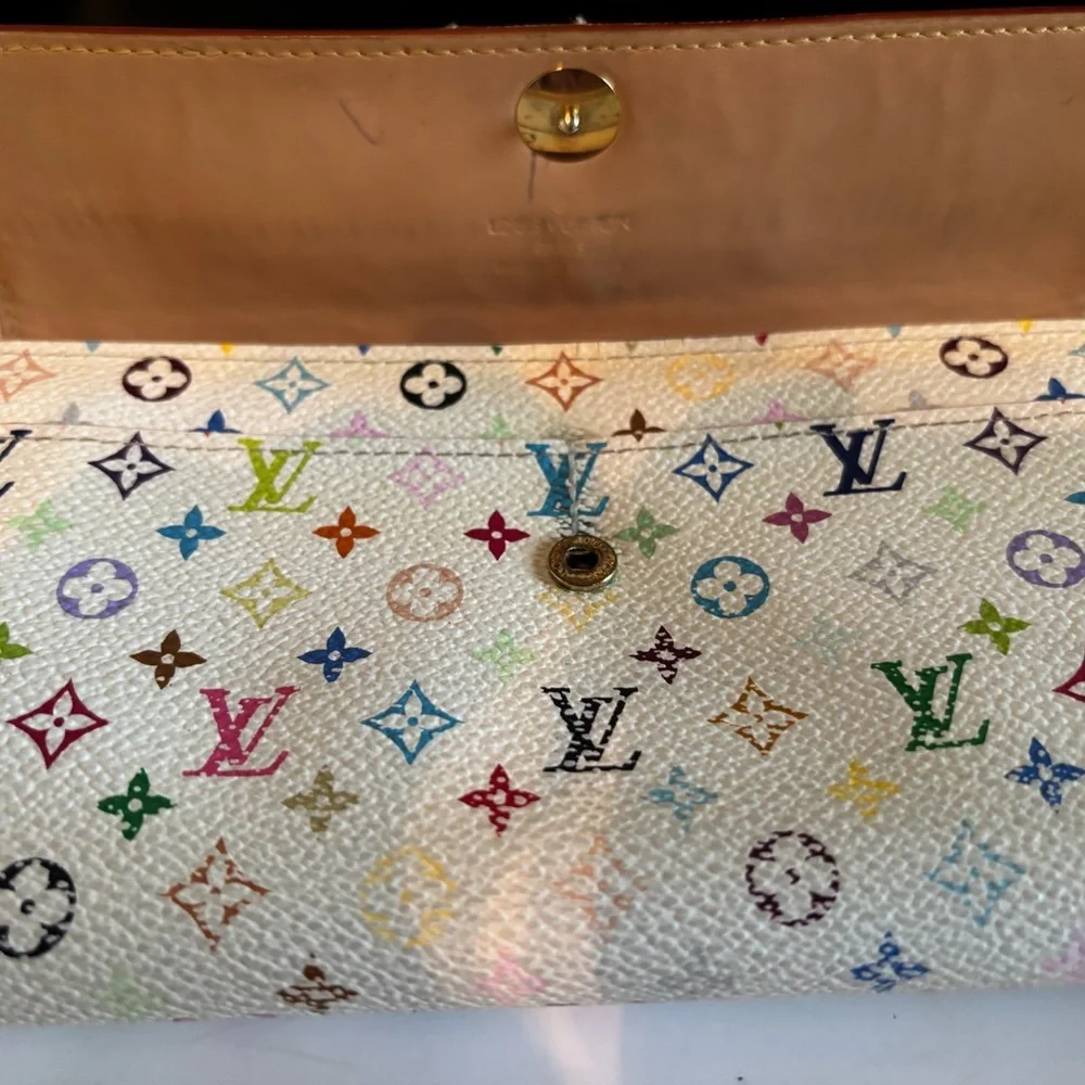 Rare Louis Vuitton x Takashi Murakami Monogram Multicolor Sarah Wallet WOC Ready